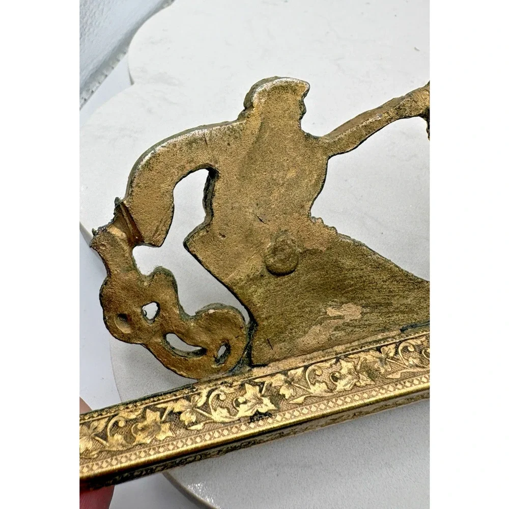 Antique Brass French Mantel Clock Ornament Architectural Greek Gods Chariots 11